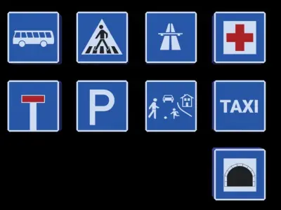 FLAT POLYS - Traffic signs - Europe Low-poly 3D model