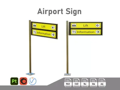 Airport Sign Low-poly 3D model