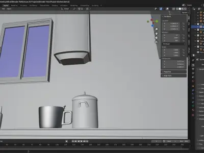Purple Kitchen Interior Low-poly 3D model
