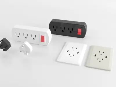 outlet set of sockets 3D model