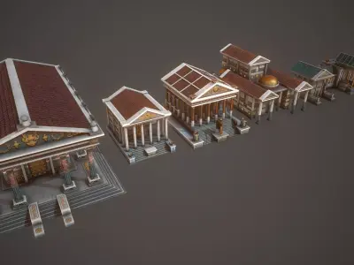 Temple Pack Low-poly 3D model