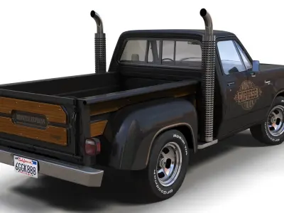 1976 Dodge Midnite Express truck Low-poly 3D model