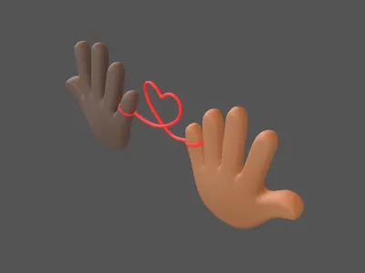 Hand with Red Line Icon v1 031 Low-poly 3D model
