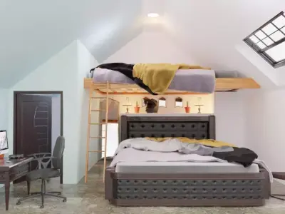 full bedroom scene  packed with alot of models  3D model