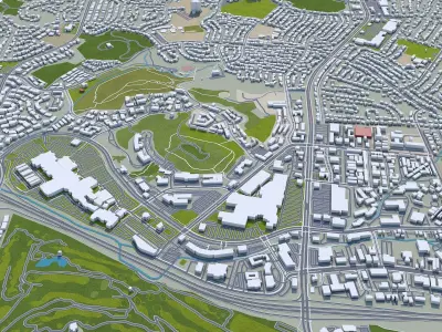 Thousand Oaks California USA 40km Low-poly 3D model