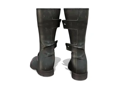 Apocalyptic Grunge Calf Boots Low-poly 3D model