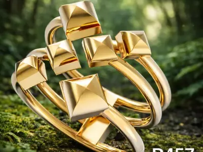 PYRION Modern Geometric Women Gold Ring 3D print model