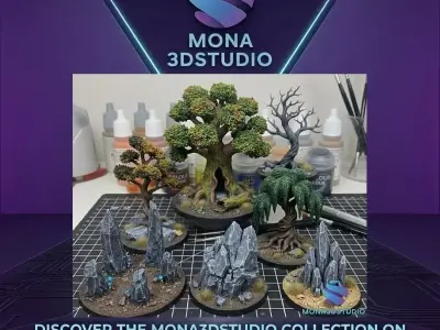    Ancient Tree Stump with Bones - Scenery Miniature    Free 3D print model