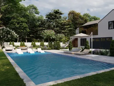 Garden Landscape 3D Model - SketchUp and Lumion Scene 3D model 3D model