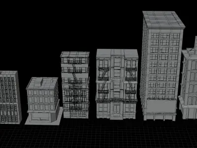 City Buildings in blender Low-poly 3D model