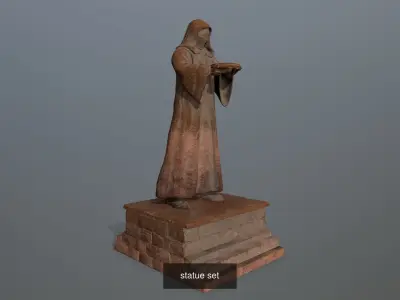 statue set of person 3D Model Pack