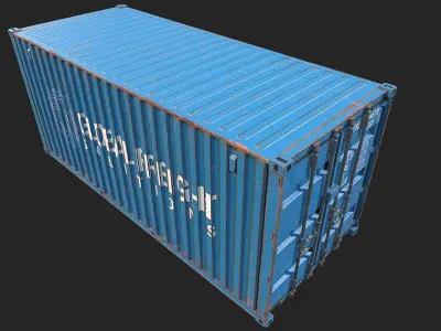 Low Poly PBR Shipping Container 20ft Low-poly 3D model