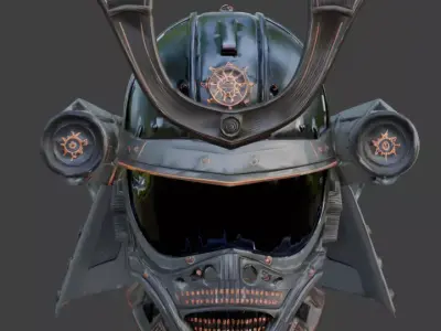 Cyber-Samurai Tactical Kabuto 3D Model Low-poly 3D model