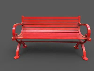 Street Bench Low-poly 3D model