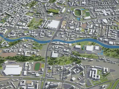Bydgoszcz - City 3D Model Low-poly 3D model