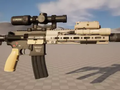 HK416D CAG Low-poly 3D model