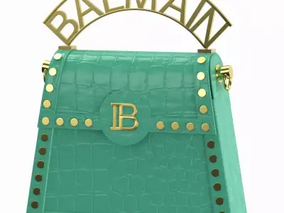 Balmain B Buzz Dynasty Small Bag Green Crocodile 3D model