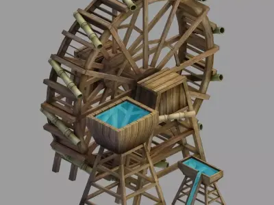 Field - Riverside Waterwheel 01 3D model