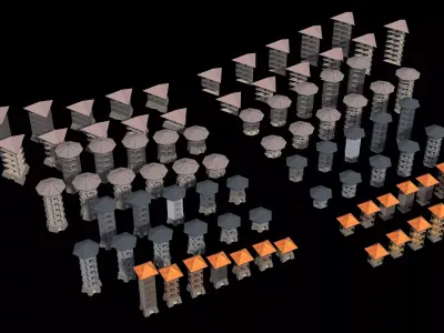 Tropical tower and pavilion pack 26A88 3D model