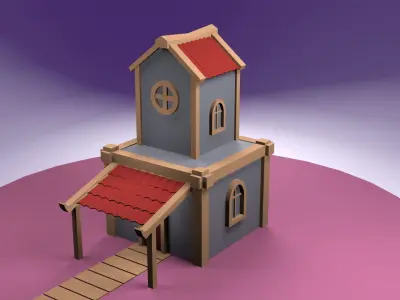 Low poly game ready house Free low-poly 3D model