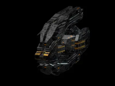 frigate spaceship sci fi low poly 3D Low-poly 3D model
