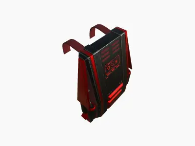SciFi Backpack F08 Black Red - Fashion Character Design Low-poly 3D model