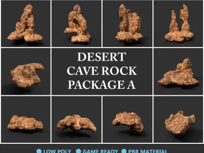 Low poly Desert Cave Modular Exterior Pack Low-poly 3D model