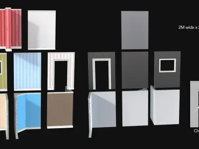 Retro Kitchen - Modular Wall - Floor - Ceiling Low-poly 3D model