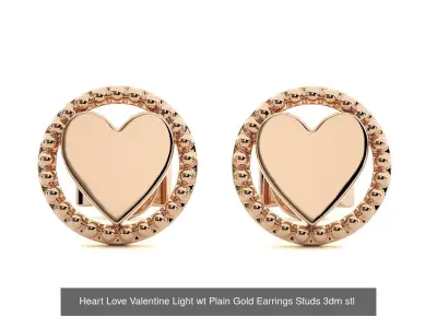 5 Light wt Plain Gold Earrings Studs 3dm stl ply  3D Model Pack