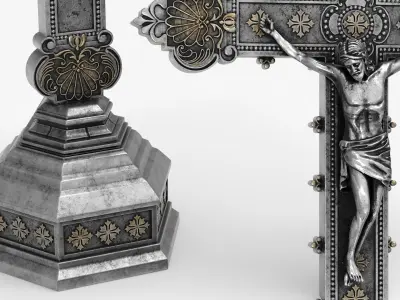  Decorative Tabletop Crucifix with Jesus Christ Silver 