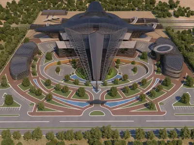 0154 - Train Station Architecture Project - 2D Drawings-3D Files 3D model