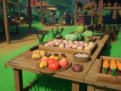 Stylized Asian Market Vol3 Gameready Low-poly 3D model