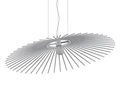 GALAXy pendant light with wooden sticks hanging from ceiling 3D model