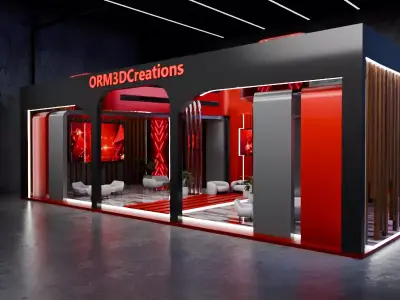 Futuristic Modular Exhibition Booth Blender 3D Model 3D model