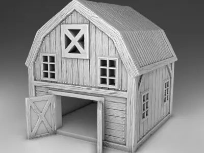 The barn with doors and windows 3D print model