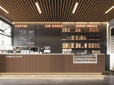 coffee shop Low-poly 3D model