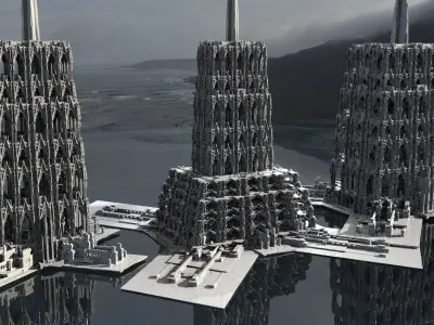 Fantasy gothic towers surreal Kitbash 3D model