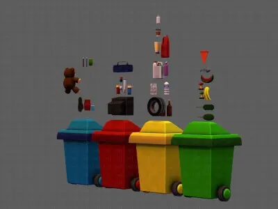Garbage water bottle Low-poly 3D model
