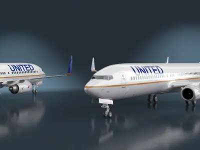  United Airlines Boeing 737-900 ER with Cabin and Doors Rigged for Maya 
