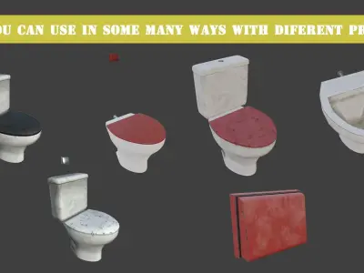 3D Dirty Vintage Simple Toilet Seat with Subdivision Crease PBR Low-poly 3D model