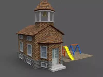 Cartoony Grade School 3D model Low-poly 3D model