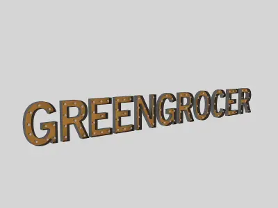 Green Gracor Sign With Bulb 3D model