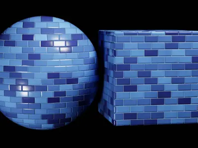 Fully Procedural Blue Tile Wall Material Texture