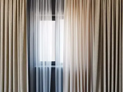 Curtains with tulle set 01  3D model
