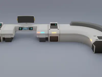 Sci-Fi Workspace - Low poly - PBR - Game ready Low-poly 3D model