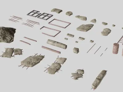 Ruin Debris Kit  Low-poly 3D model