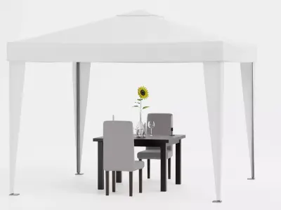 Gazebo Setup V12 - Minimal Outdoor Dining Pavilion Scene Low-poly 3D model
