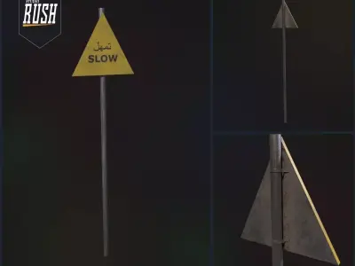 Slow Traffic Sign  Free low-poly 3D model