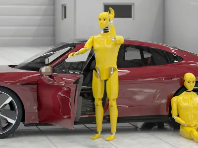  Yellow Crash Test Dummy Rigged for Maya 