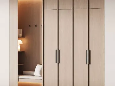 541 hallway zone 14 minimal modular wardeobe with seating niche 3D model